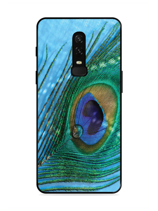 OnePlus 6 A drop on Peacock Feather