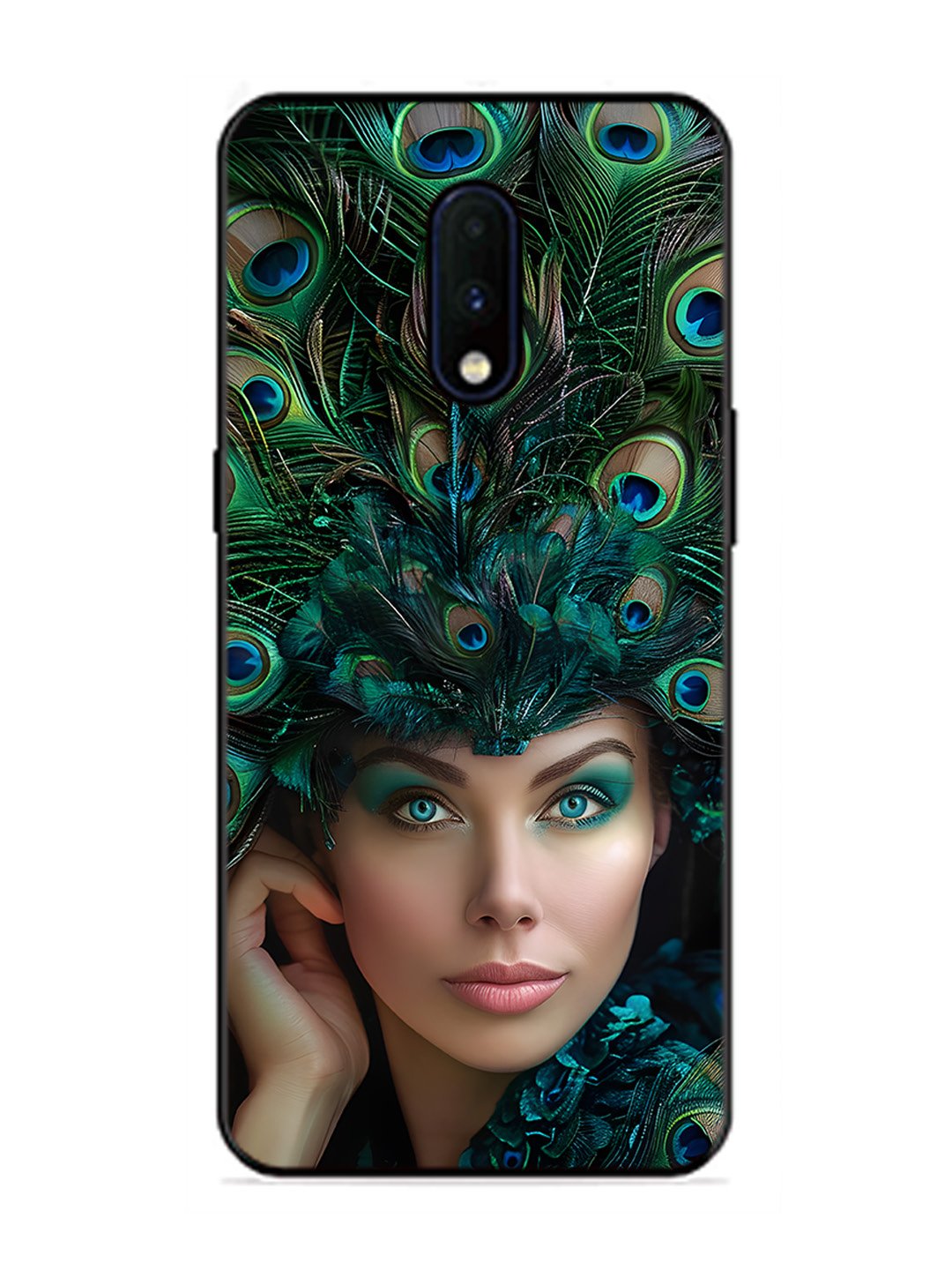 OnePlus 7 Girl with peacock feather Crown