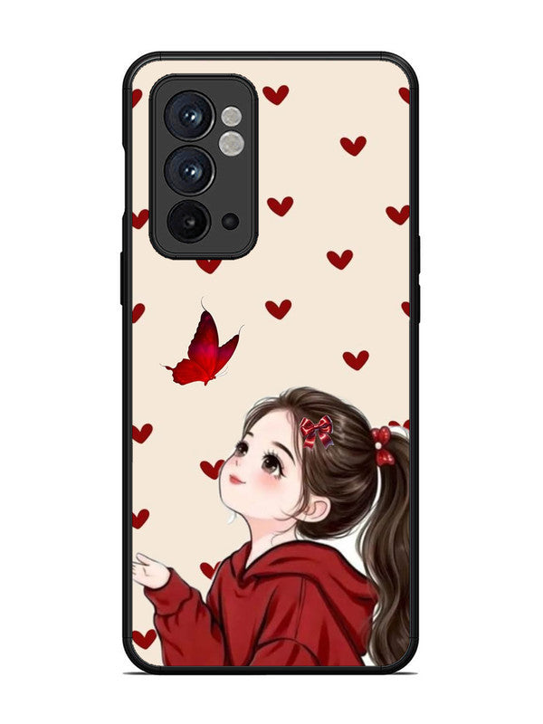 OnePlus 9RT Beautiful girl with red butterfly