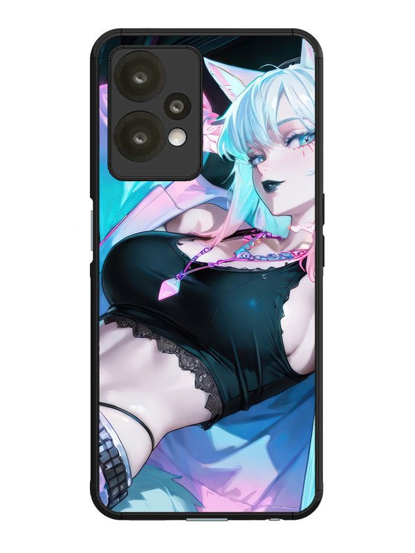 oneplus nord ce 2 lite 5g anime girl fox headpohone white Hair