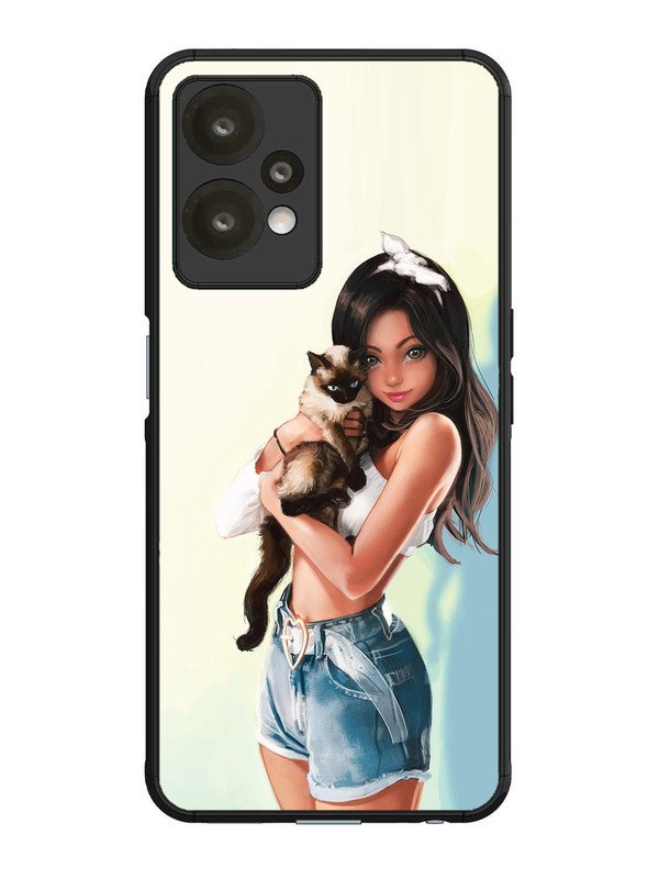 oneplus nord ce 2 lite 5g Cute Girl with Cat