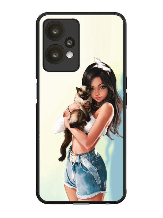 oneplus nord ce 2 lite 5g Cute Girl with Cat