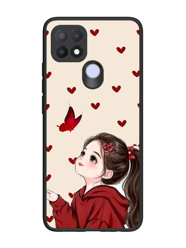Oppo A15 Beautiful girl with red butterfly