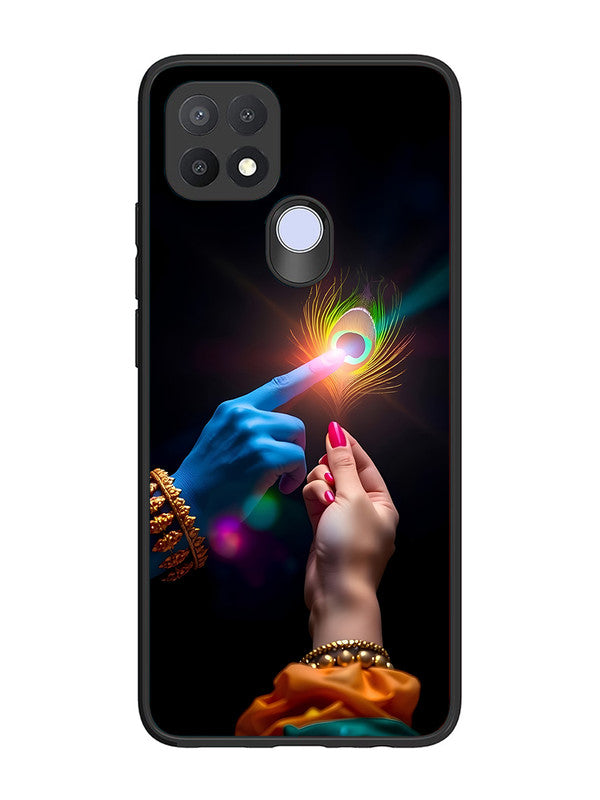 Oppo A15 | 2D Metal | Radha Krishna touching feather | OP-A15-454