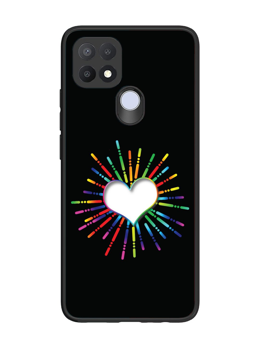 Oppo A15 Colourful Heart on Black