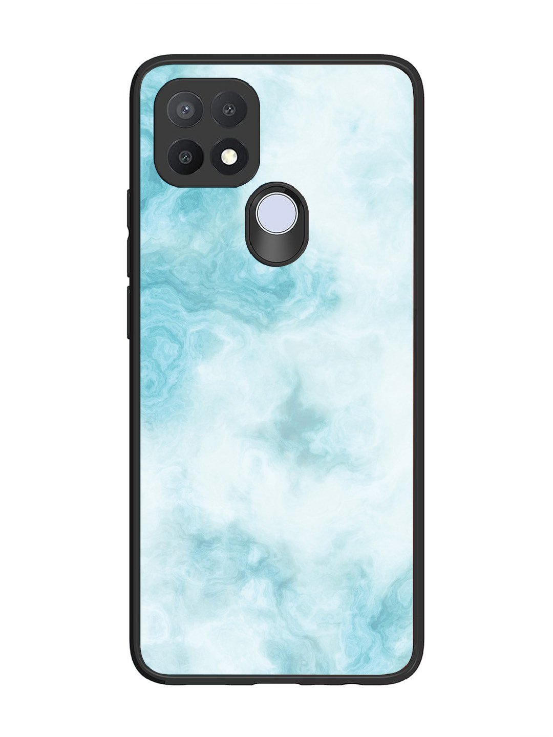 Oppo A15 Light Blue with White Ocean Marble