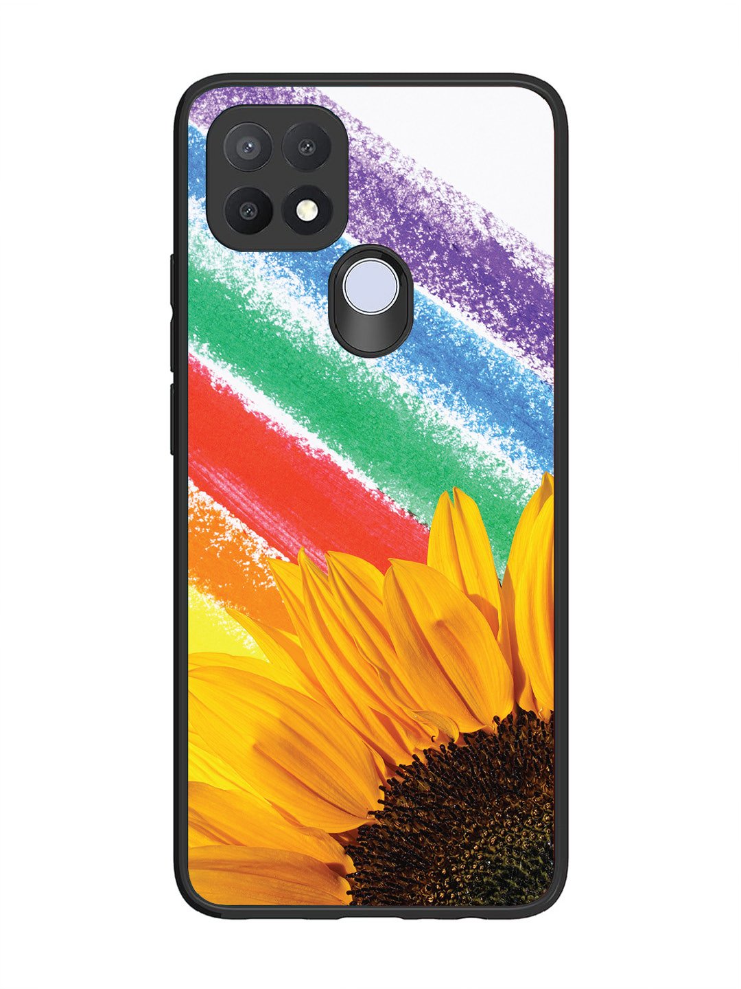 Oppo A15 Sunflower on Colourful Lines