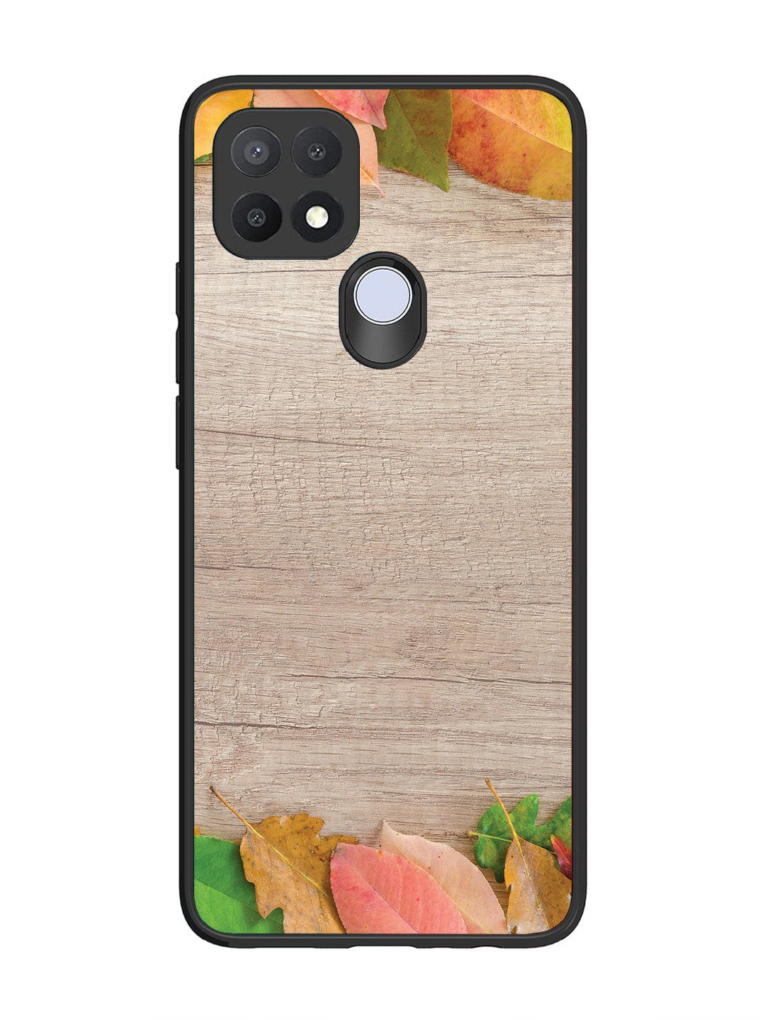 Oppo A15 Autumn Leafs On Wooden Table