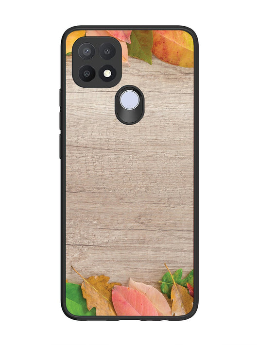 Oppo A15 Autumn Leafs On Wooden Table