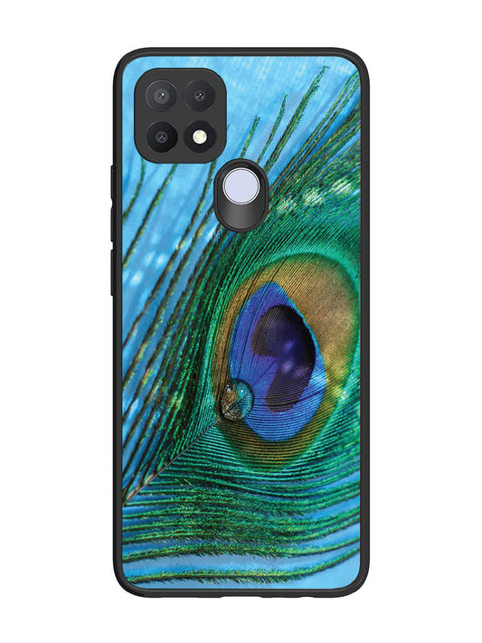 Oppo A15 A drop on Peacock Feather