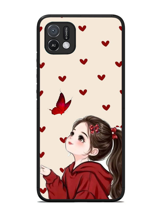 Oppo A16K Beautiful girl with red butterfly