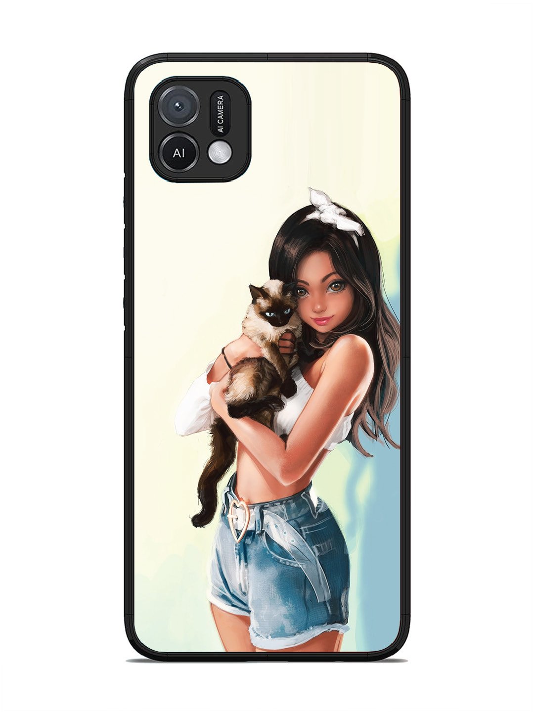 Oppo A16K Cute Girl with Cat