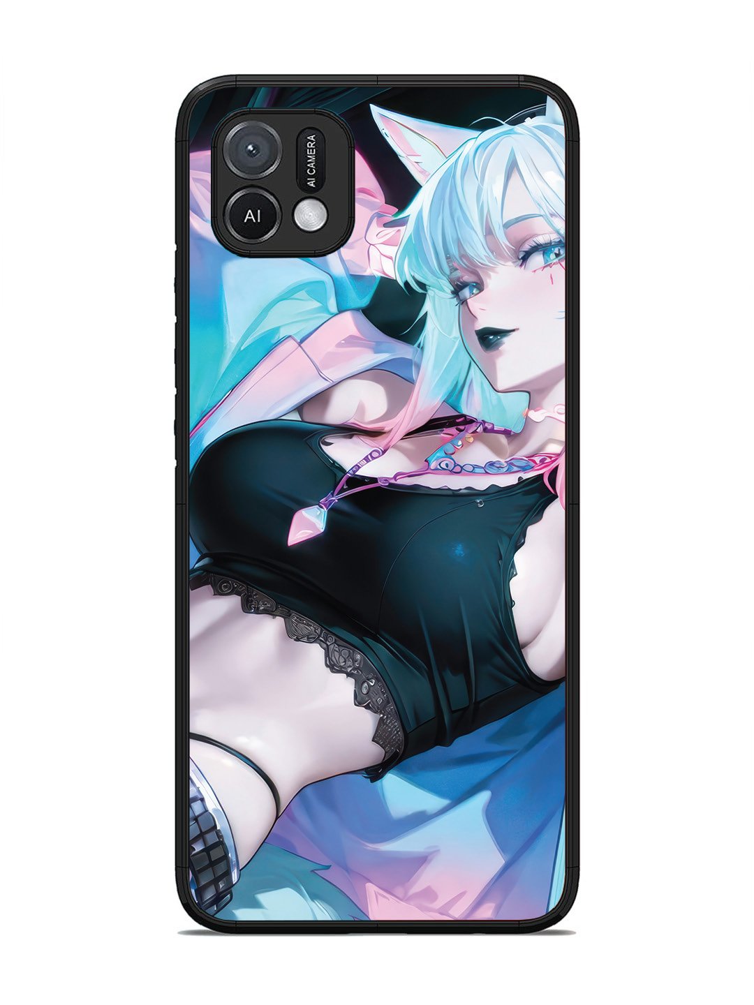 Oppo A16K anime girl fox headpohone white Hair