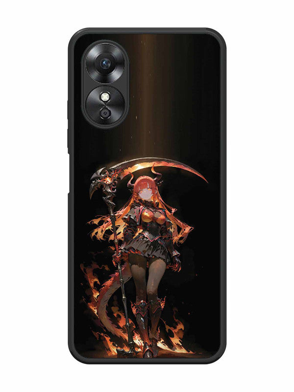 Oppo A17 anime-girl-sycthe-red-hair-horn