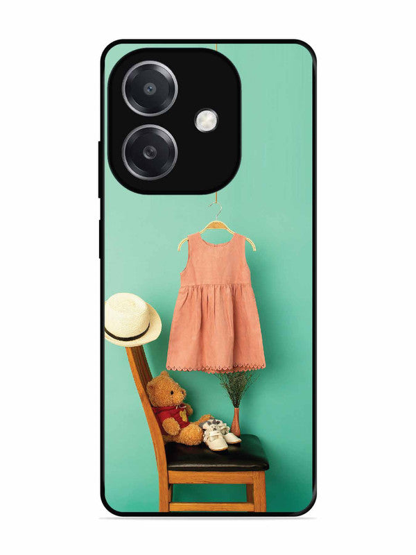 Oppo A3x Trendy dress for girl near toy bear