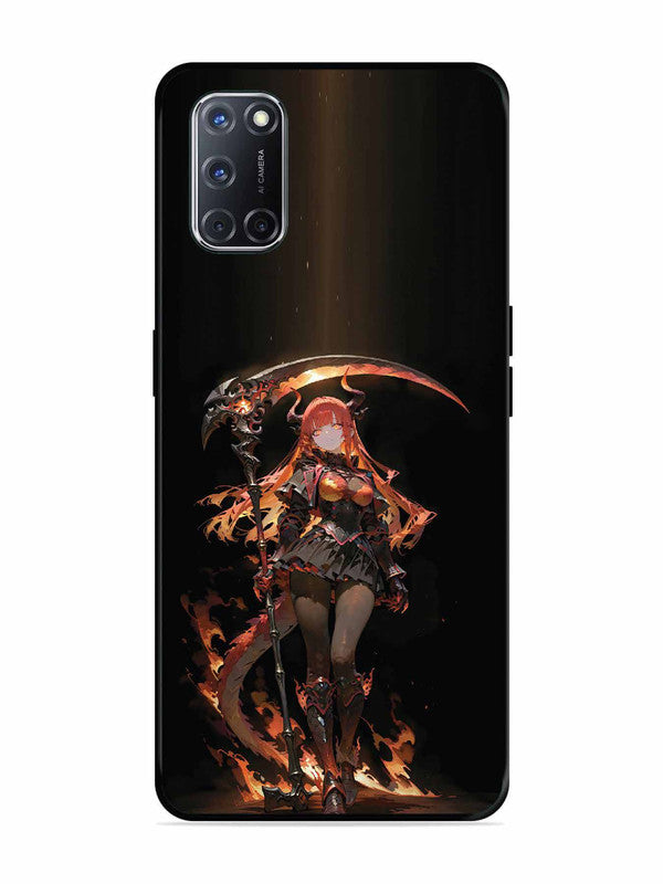 Oppo A52 anime-girl-sycthe-red-hair-horn