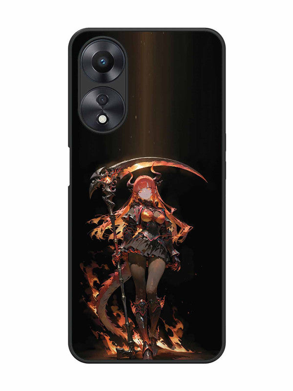 Oppo A58 5G anime-girl-sycthe-red-hair-horn