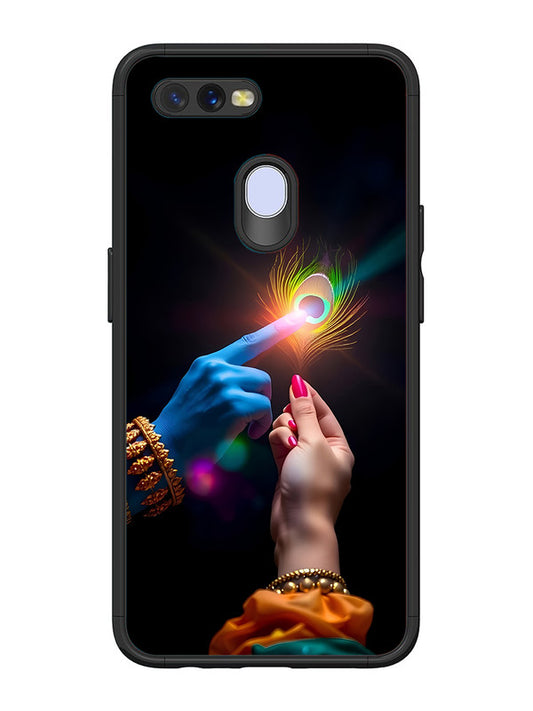 Oppo A7 | 2D Metal | Radha Krishna touching feather | OP-A7-454