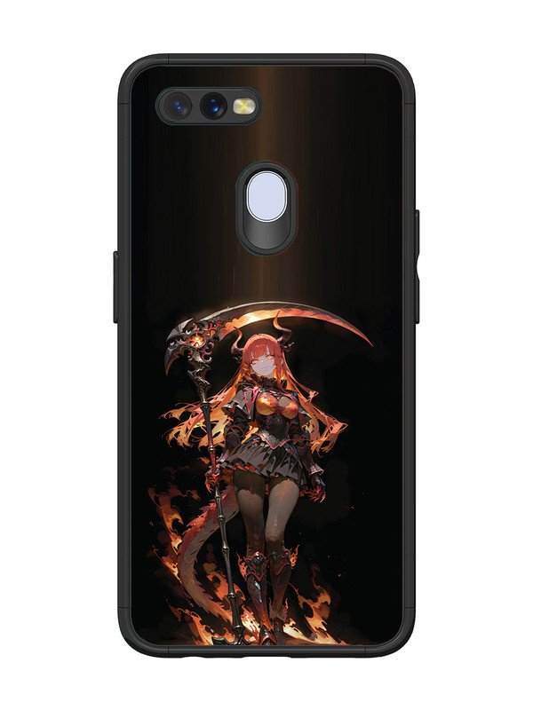 Oppo A7 anime-girl-sycthe-red-hair-horn