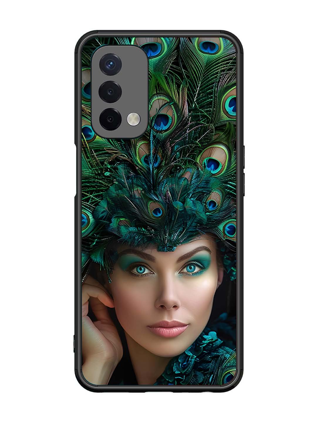 Oppo A74 5G Girl with peacock feather Crown