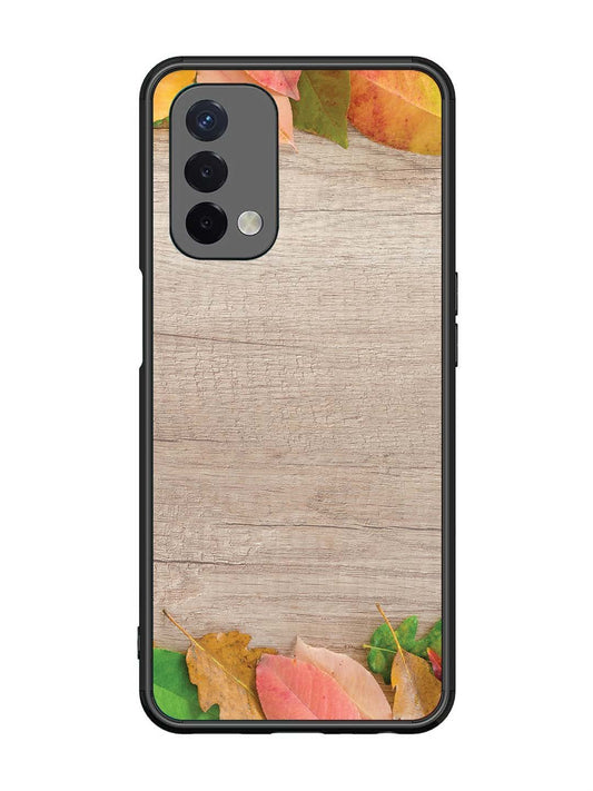 Oppo A74 5G Autumn Leafs On Wooden Table