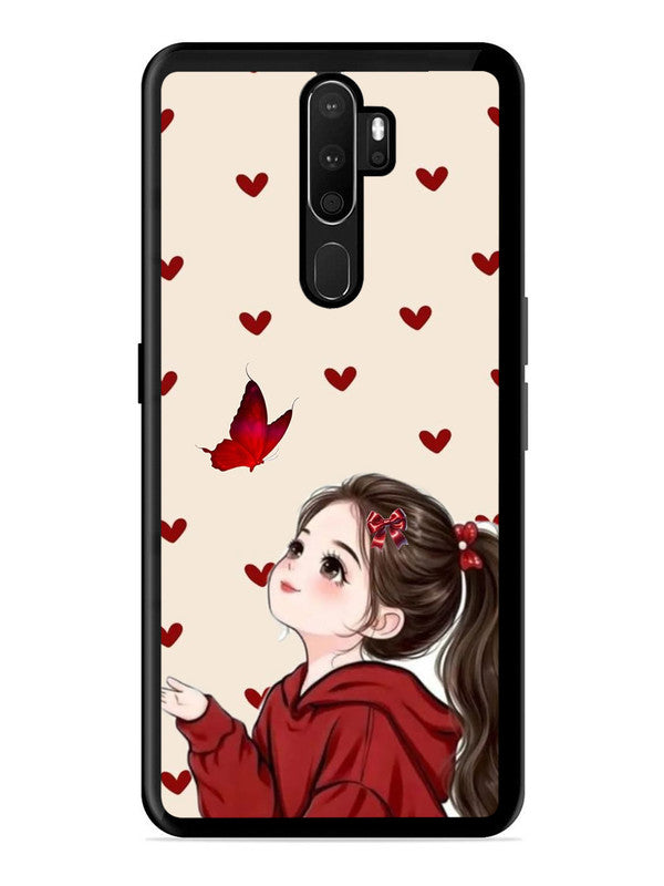 Oppo A9 2020 Beautiful girl with red butterfly