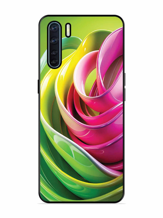 Oppo F15 Vibrant Swirl Glossy Ribbon Art