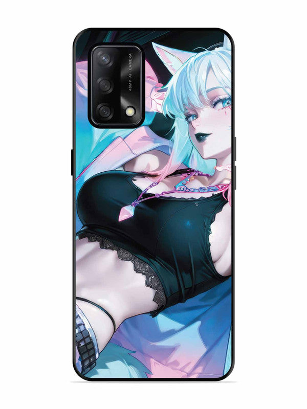 Oppo F19 anime girl fox headpohone white Hair