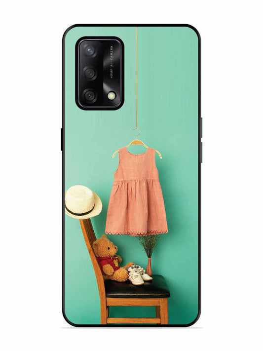 Oppo F19 Trendy dress for girl near toy bear