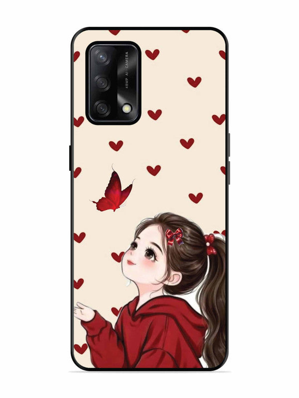 Oppo F19 Beautiful girl with red butterfly