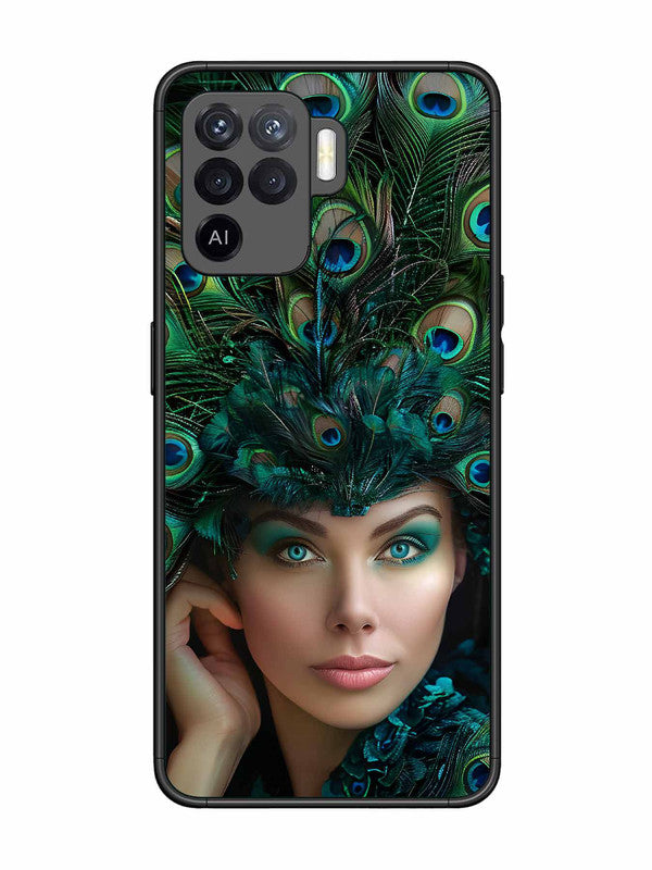 Oppo F19 Pro Girl with peacock feather Crown