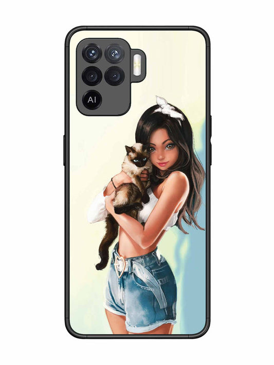 Oppo F19 Pro Cute Girl with Cat