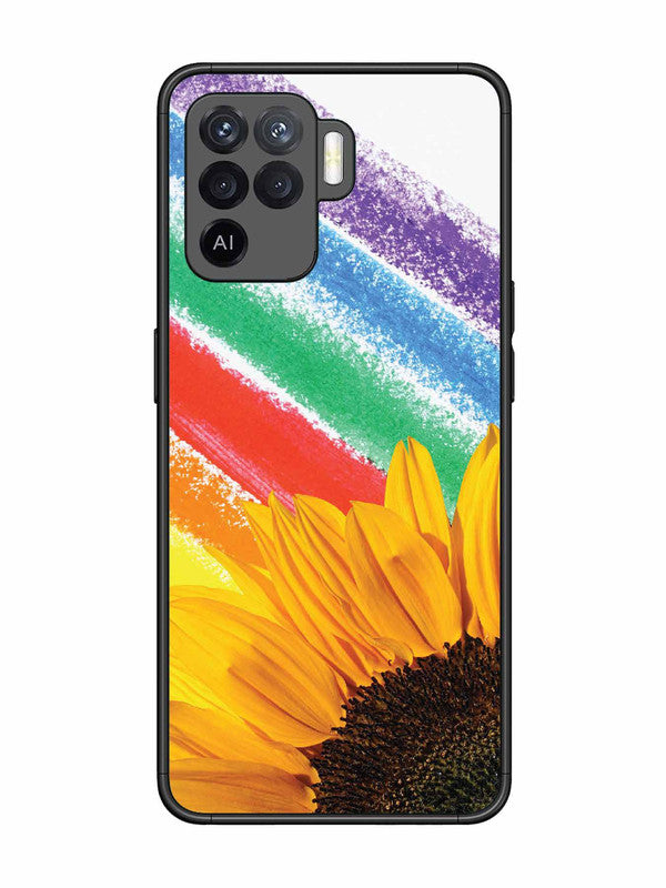 Oppo F19 Pro Sunflower on Colourful Lines