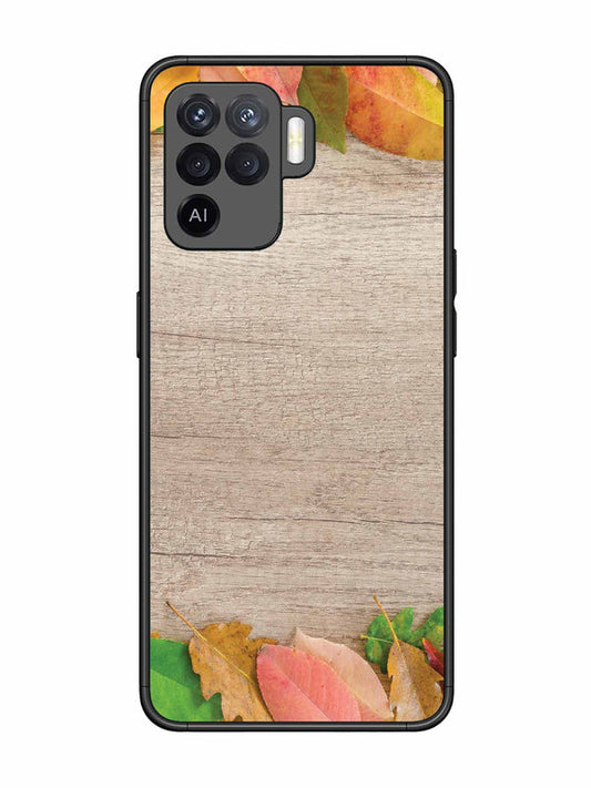 Oppo F19 Pro Autumn Leafs On Wooden Table