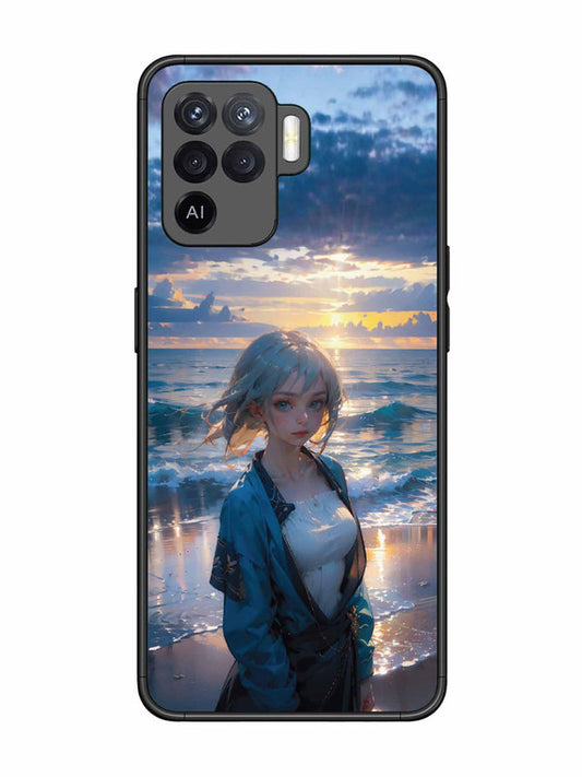 Oppo F19 Pro Anime Girl Beach Ocean Waves