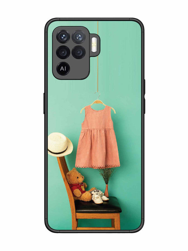 Oppo F19 Pro Trendy dress for girl near toy bear