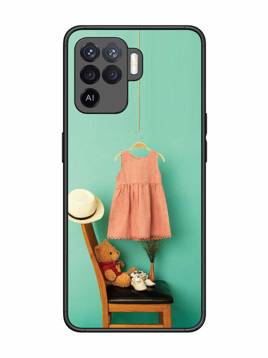 Oppo F19 Pro Trendy dress for girl near toy bear