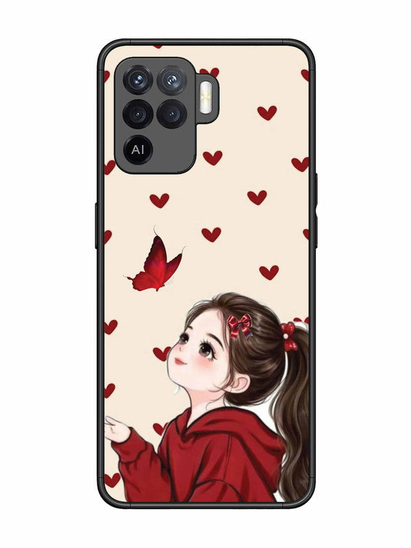 Oppo F19 Pro Beautiful girl with red butterfly