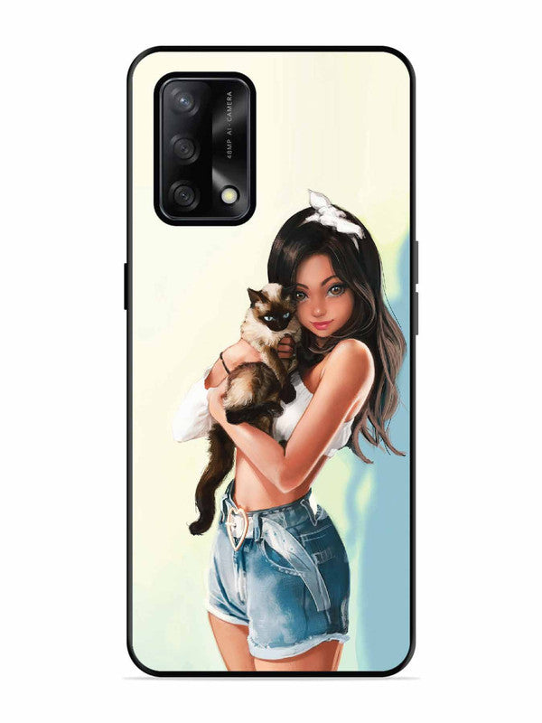 Oppo F19S Cute Girl with Cat