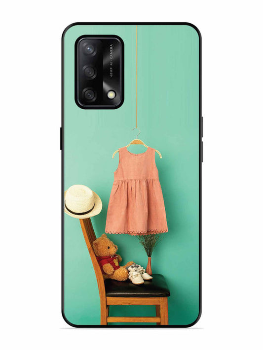 Oppo F19S Trendy dress for girl near toy bear