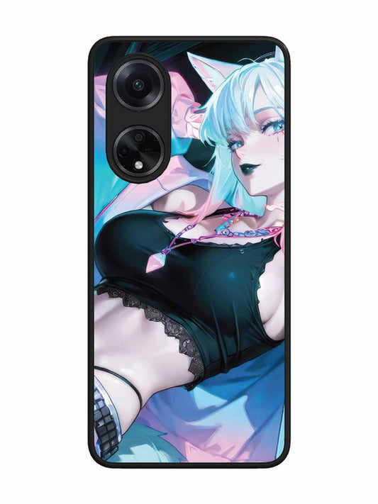 Oppo F23 5G anime girl fox headpohone white Hair