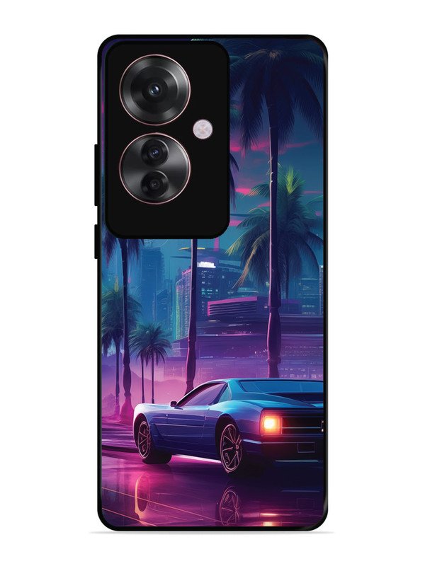Oppo F25 Pro 5G sunset-sports-car-city-palm-trees