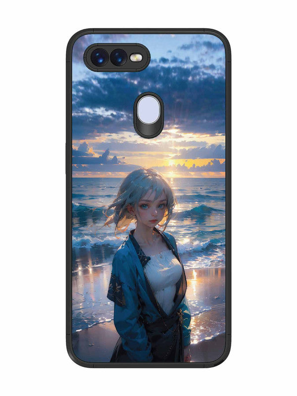 Oppo F9 Pro Anime Girl Beach Ocean Waves