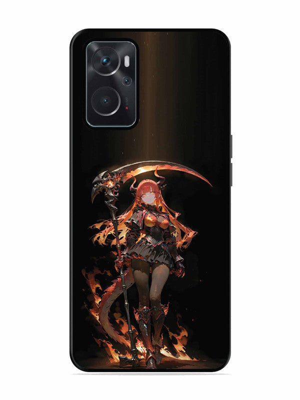 Oppo K10 4G anime-girl-sycthe-red-hair-horn