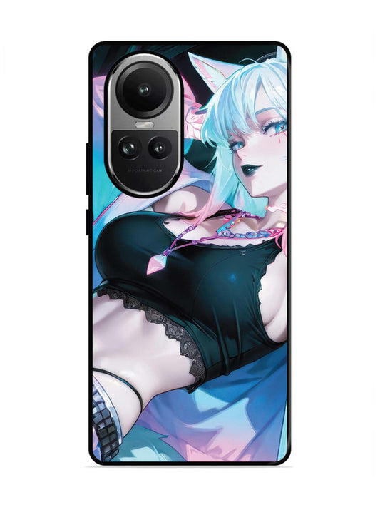 Oppo RENO 10 5G anime girl fox headpohone white Hair