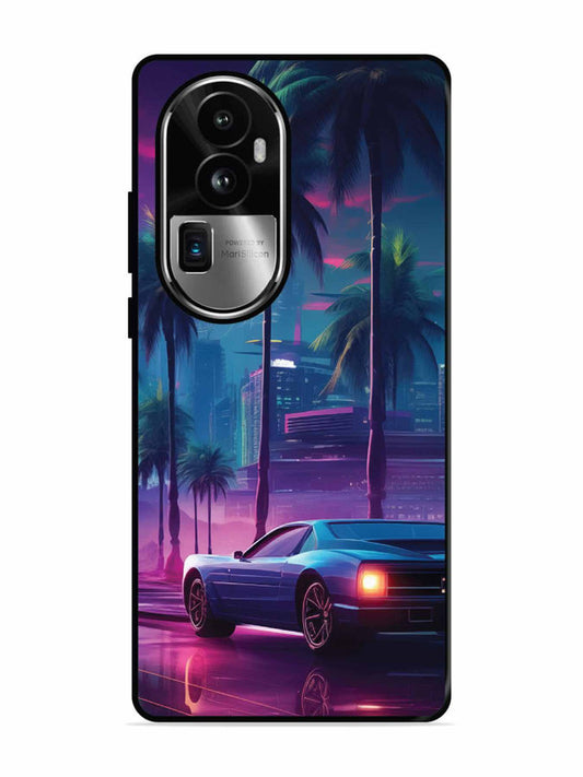 Oppo RENO 10 Pro Plus sunset-sports-car-city-palm-trees