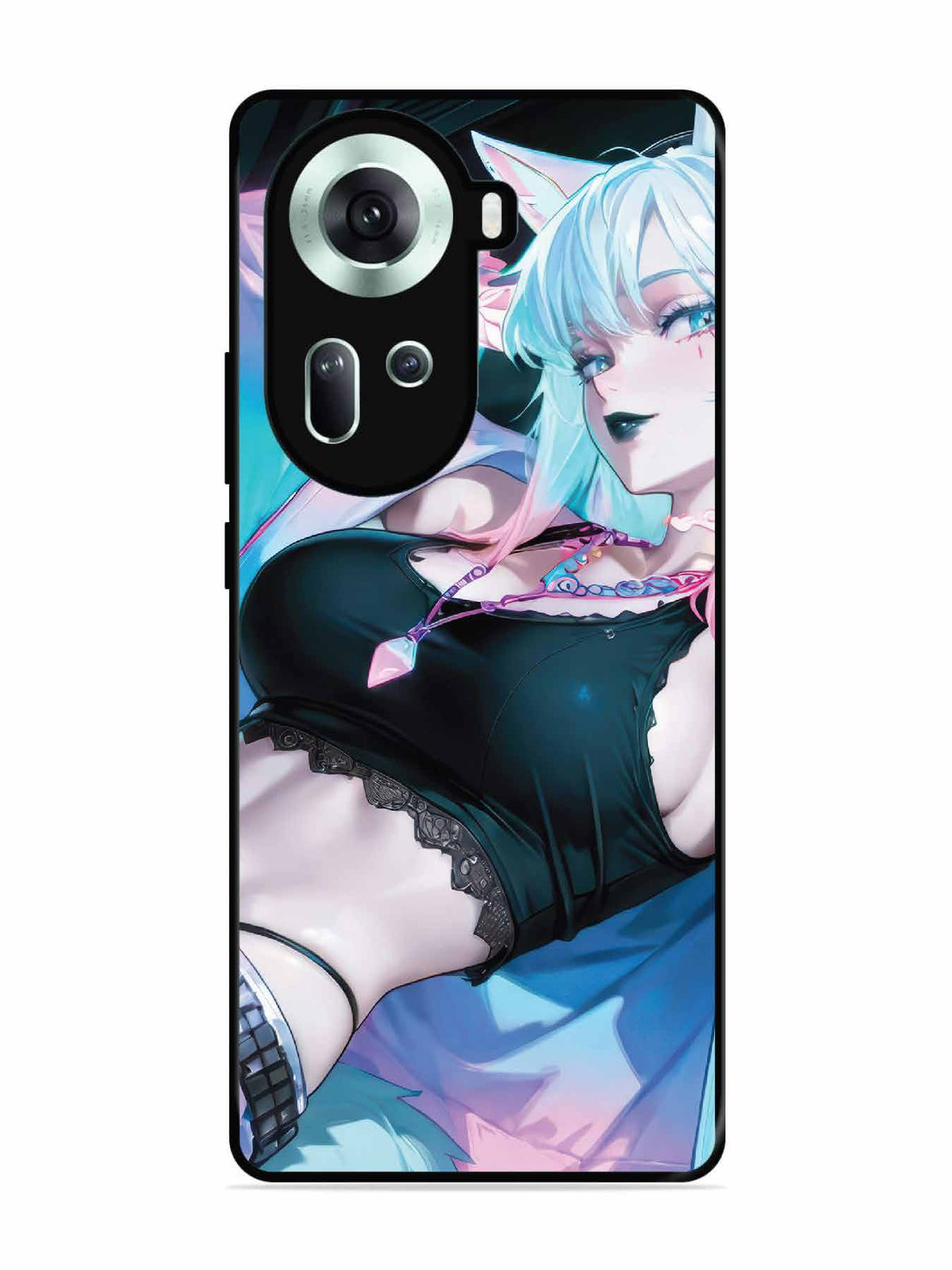 Oppo RENO 11 5G anime girl fox headpohone white Hair