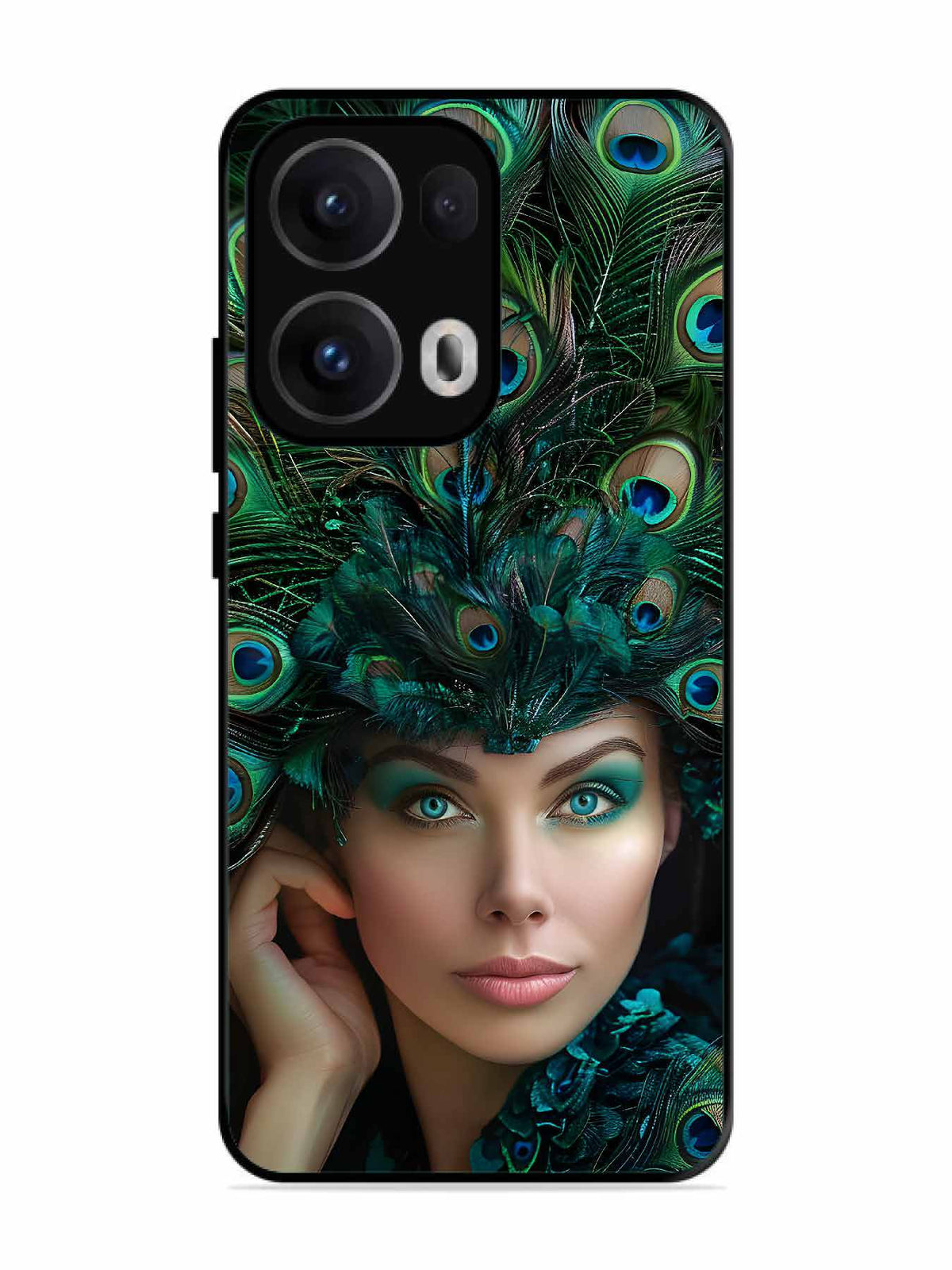 Oppo RENO 13 Pro Girl with peacock feather Crown