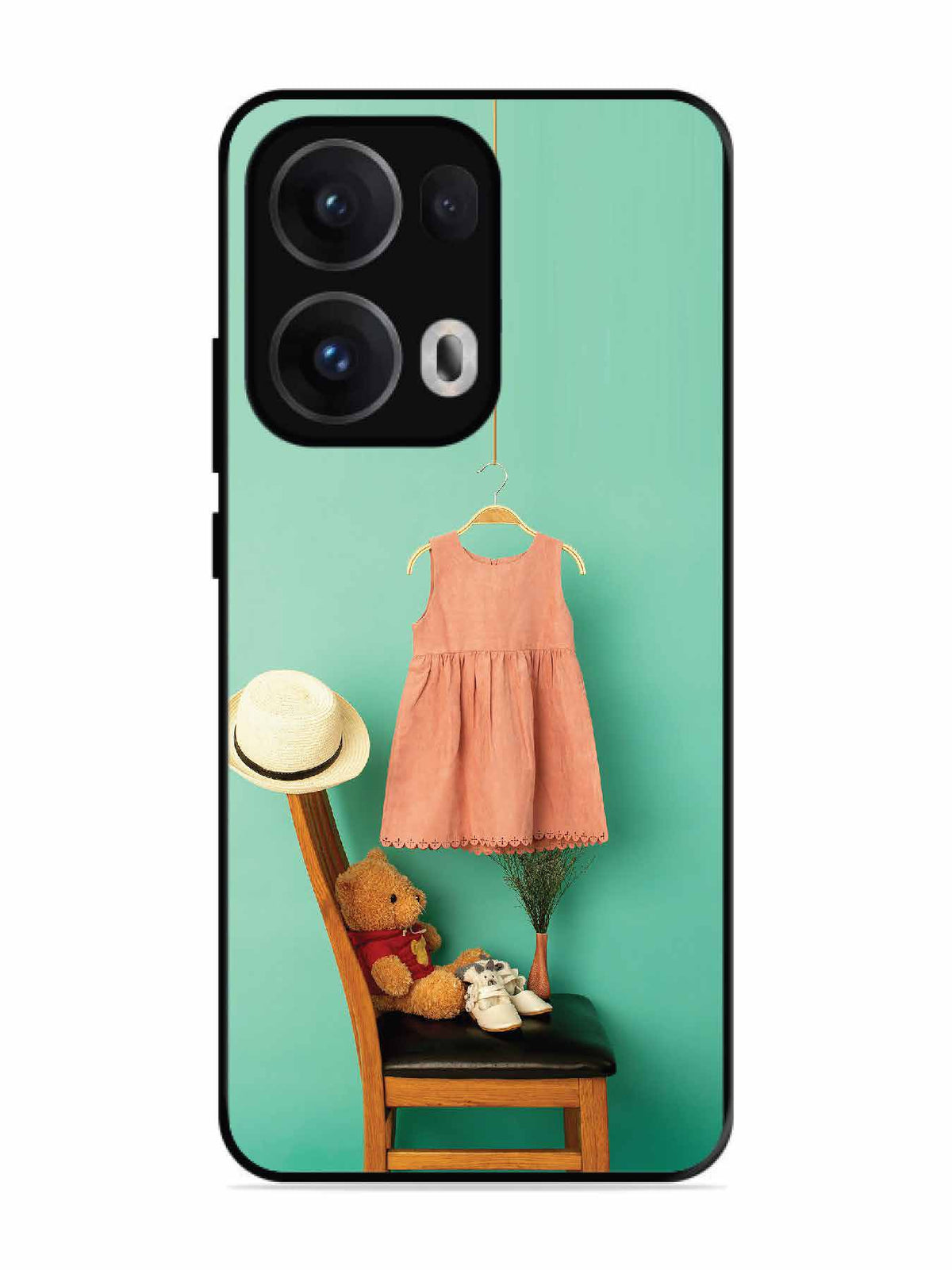 Oppo RENO 13 Pro Trendy dress for girl near toy bear
