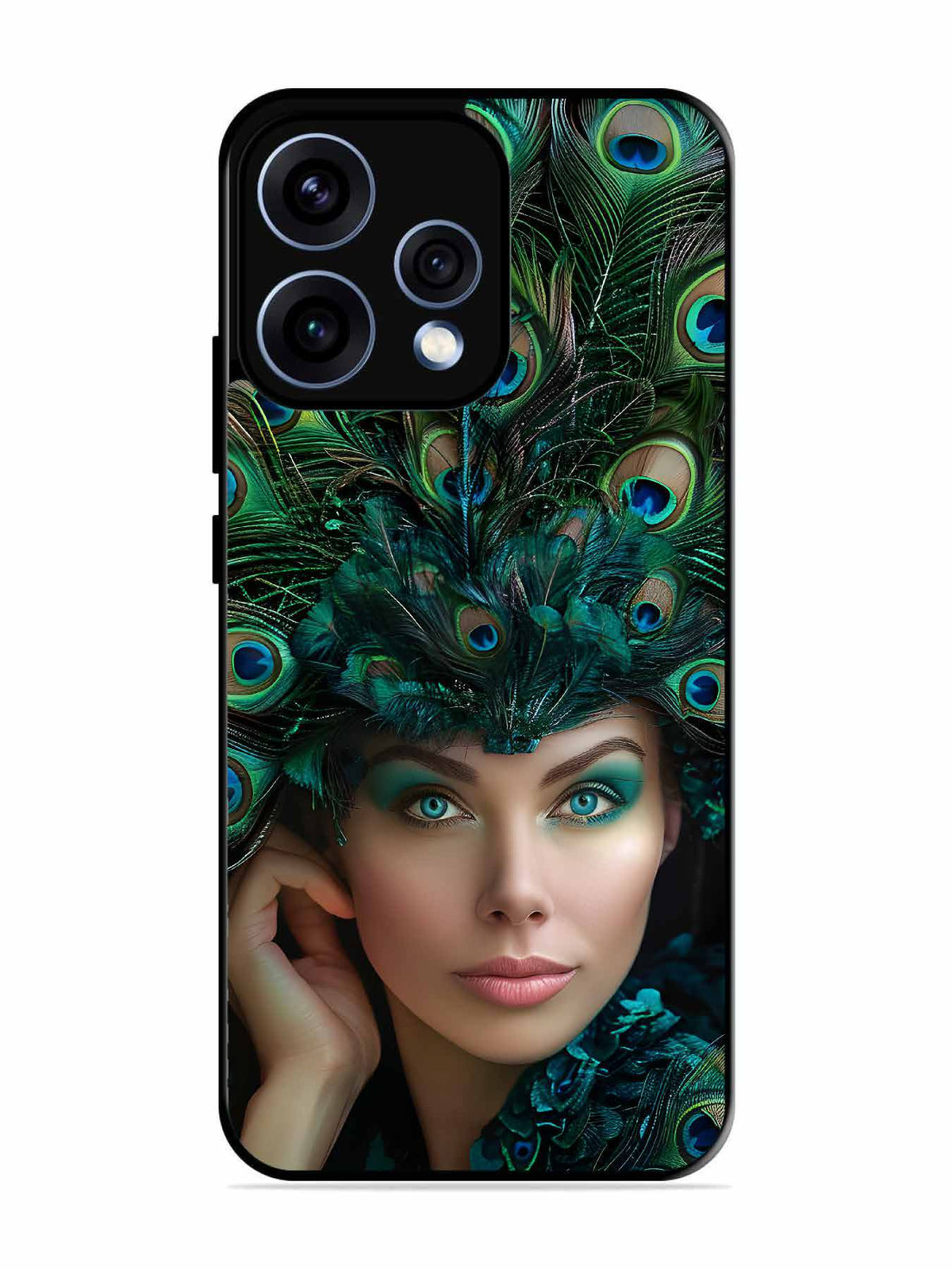 Oppo RENO 15 5G Girl with peacock feather Crown